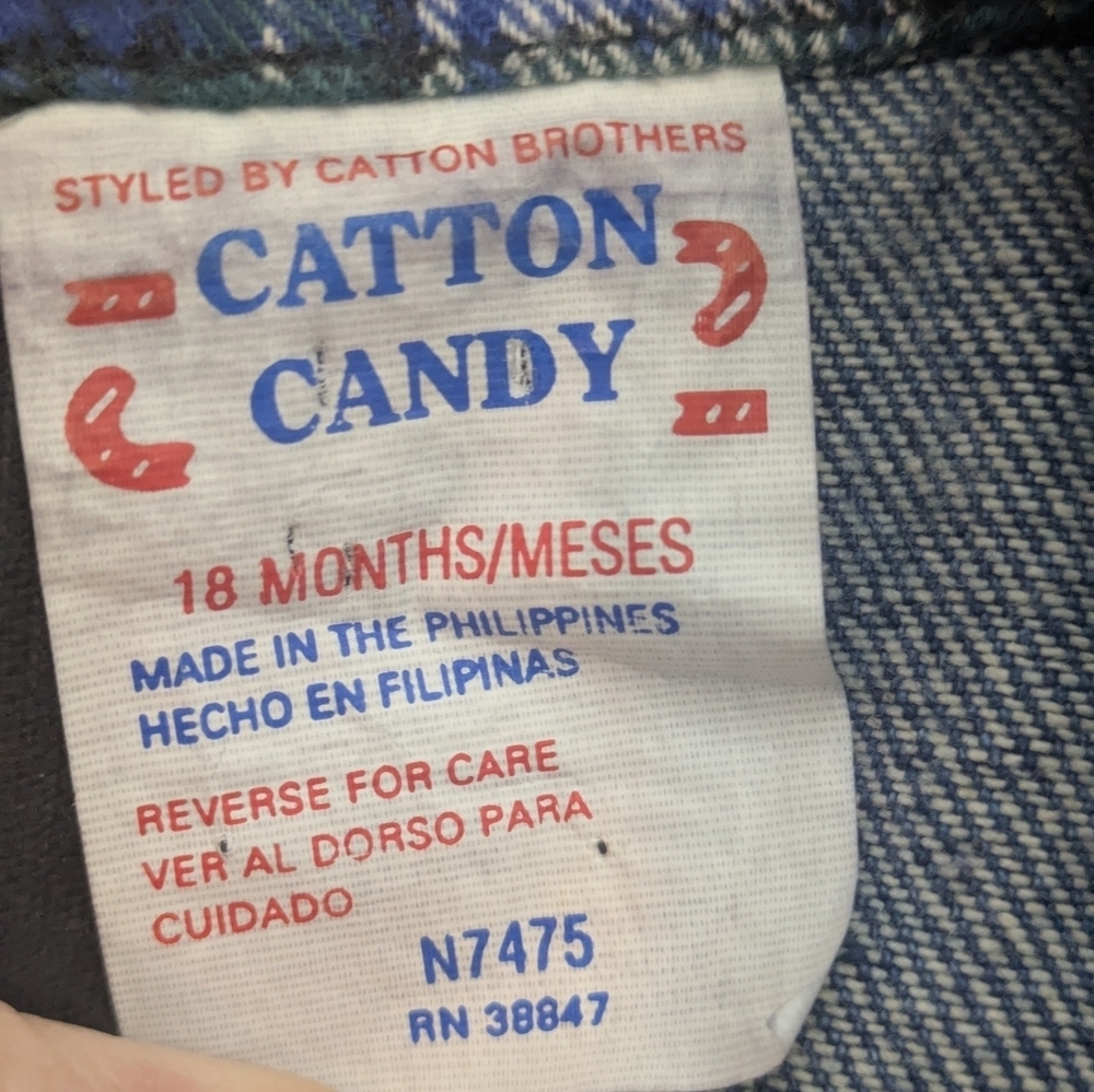 Vintage Catton Candy Denim Plaid Nature Planet Romper 18m - Picture 5 of 6